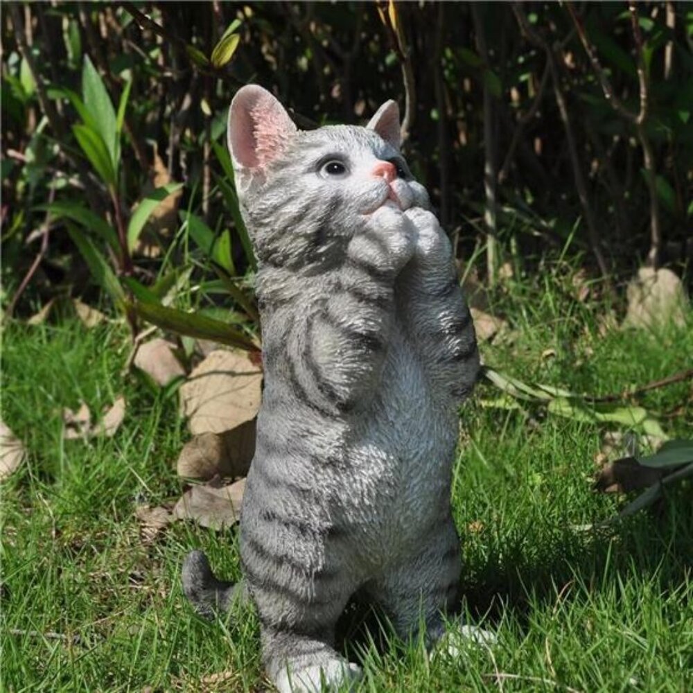 Cat Figurines Outdoor Statue Garden Decor, Cat Statue Garden Statues